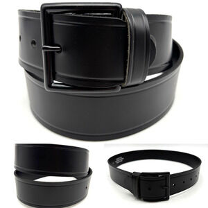 NEW Perfect Fit Black Genuine Leather Black Buckle Men's Belt 34 Made in USA